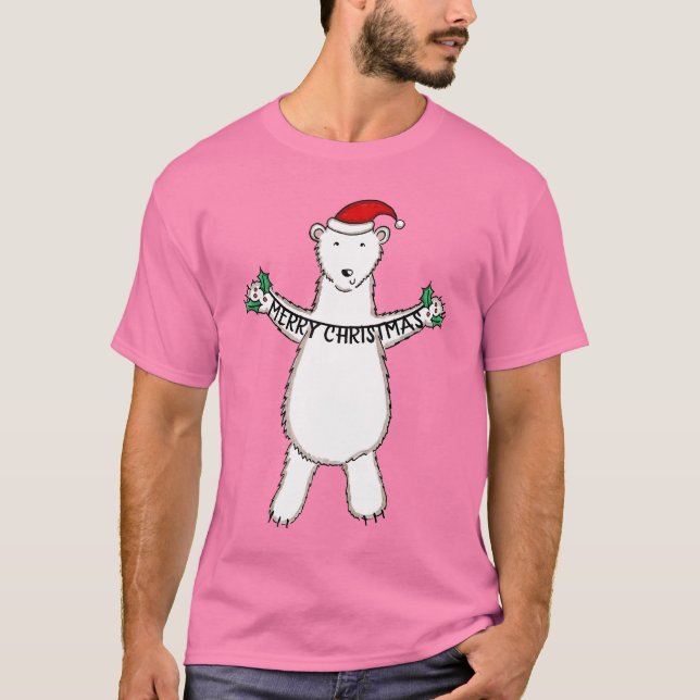 Personalized Cute Christmas Polar Bear T-Shirt (Front)
