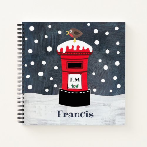 Personalized Cute Christmas Post Box  Robin Notebook