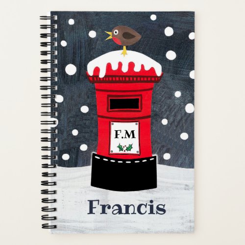 Personalized Cute Christmas Post Box  Robin Notebook