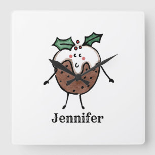 Personalized Cute Christmas Pudding Acrylic Clock