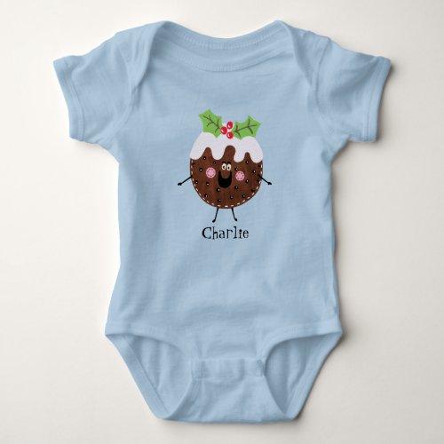 Personalized Cute Christmas Pudding Baby Bodysuit