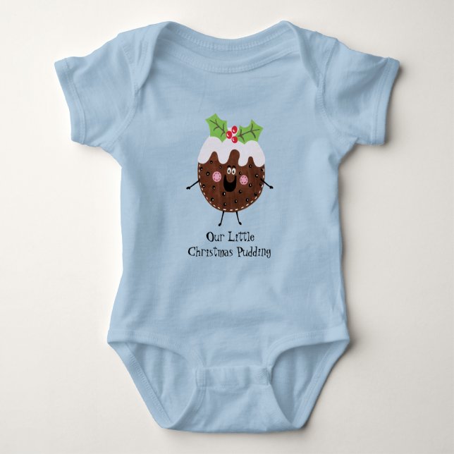 Personalized Cute Christmas Pudding Baby Bodysuit (Front)