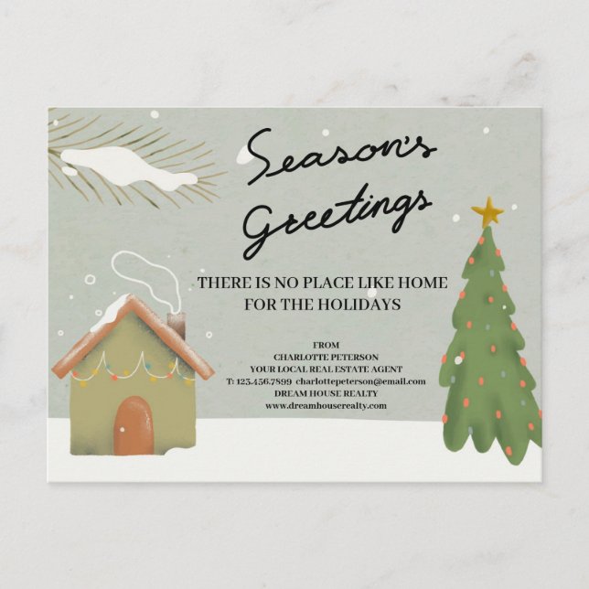 Personalized Cute Christmas Real Estate Agent   Holiday Postcard (Front)