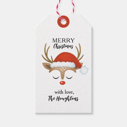 Personalized Cute Christmas Reindeer Gift Tags