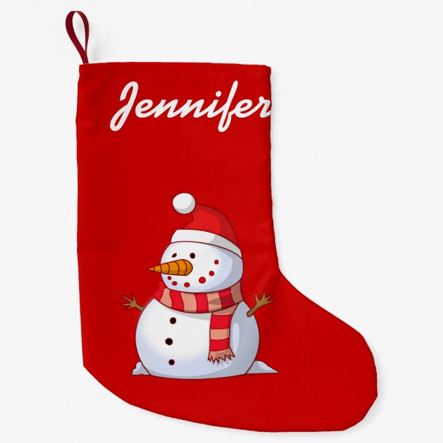personalized Cute Christmas Snowman Small Christmas Stocking (Front)