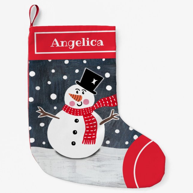 Personalized Cute Christmas Snowman Stocking (Front)