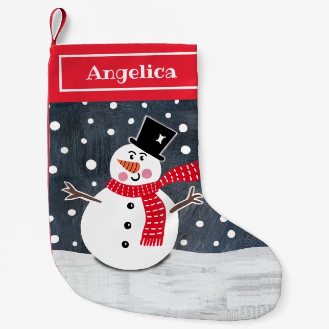 Personalized Cute Christmas Snowman Stocking (Front)