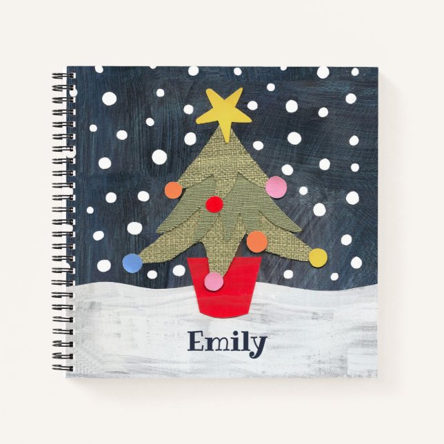 Personalized Cute Christmas Tree Notebook (Front)