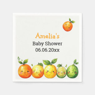 Personalized Cute Citrus Fruit Baby Shower Napkins