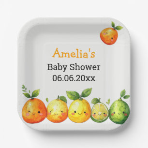 Personalized Cute Citrus Fruit Baby Shower  Paper Plates