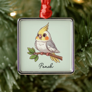 Personalized Cute Cockatiel Pet Bird Metal Ornament