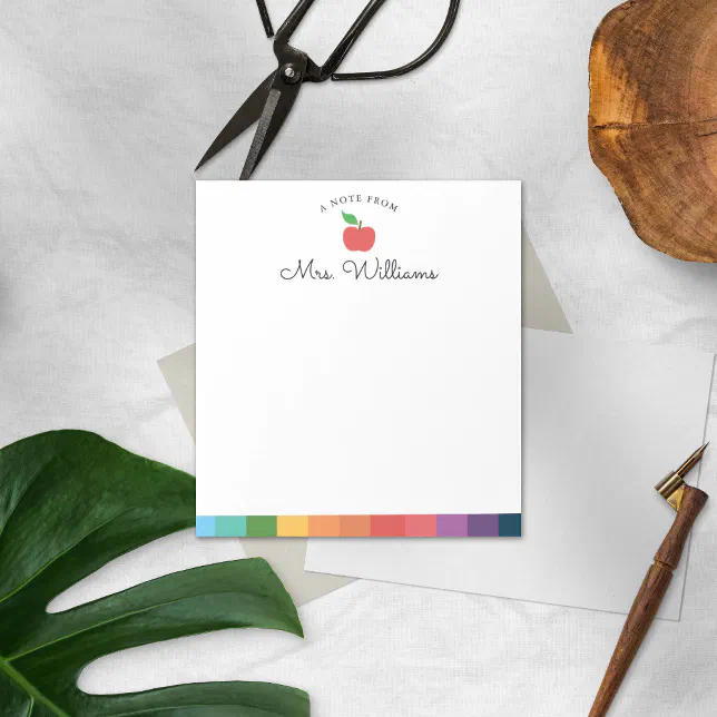 Personalized Cute Colorful Apple Teacher Notepad | Zazzle