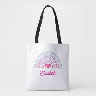 Personalized Cute Colorful Boho Rainbow Tote Bag