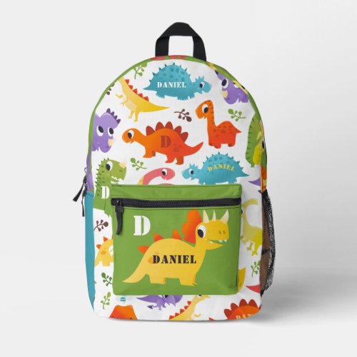 Personalized Cute Colorful Dinosaur  Printed Backpack