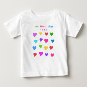 Personalized Cute Colorful Hearts, Kids and Adults Baby T-Shirt