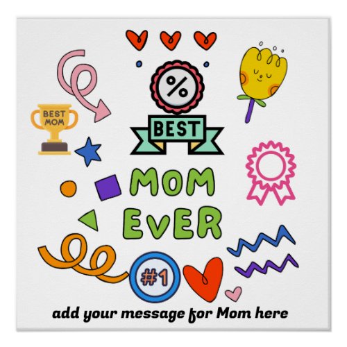 personalized cute colorful love mom  poster