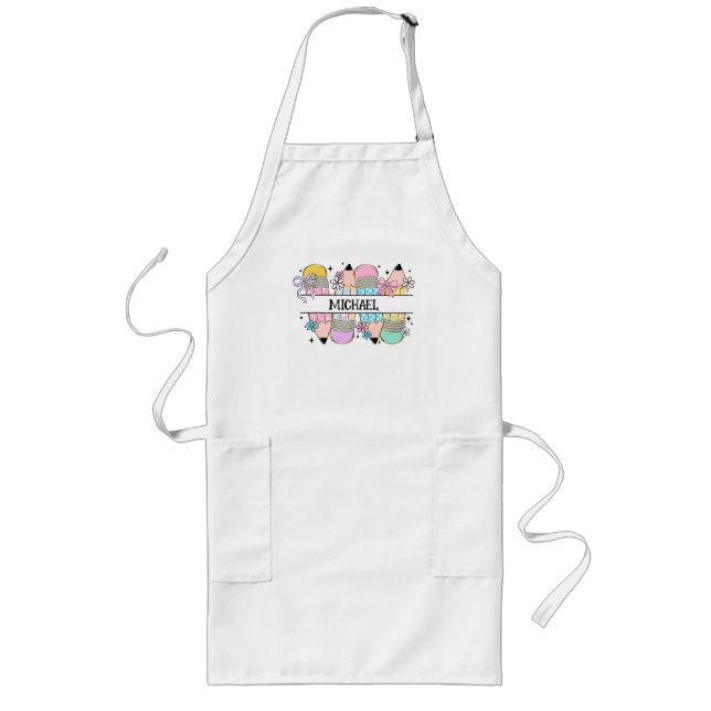 Personalized Cute Colorful Pencil - Back To School Long Apron (Front)