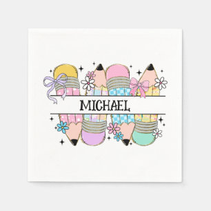 Personalized Cute Colorful Pencil - Back To School Napkins