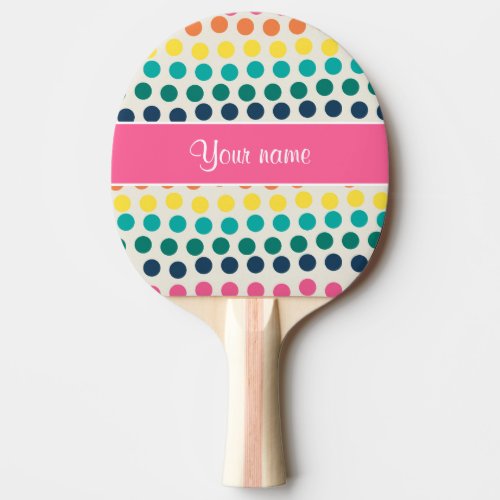 Personalized Cute Colorful Polka Dots Ping Pong Paddle