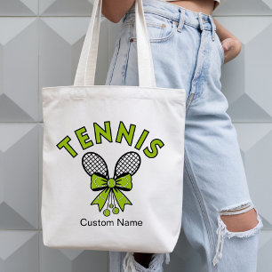 Personalized Cute Coquette Girls Tennis  Tote Bag