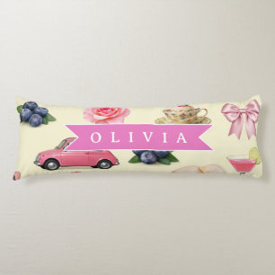 Personalized Cute Coquette Pink Cocktail Ribbon Body Pillow