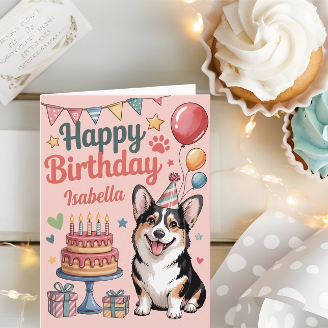 Personalized Cute Corgi Birthday Card (Creator Uploaded)