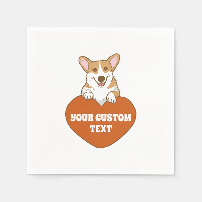Personalized Cute Corgi Puppy Dog     Napkins (Front)