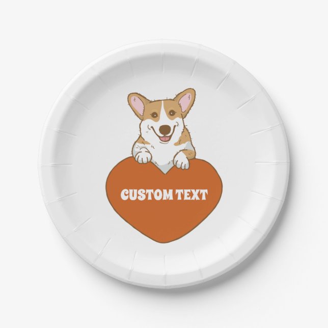 Personalized Cute Corgi Puppy Dog    Paper Plates (Front)