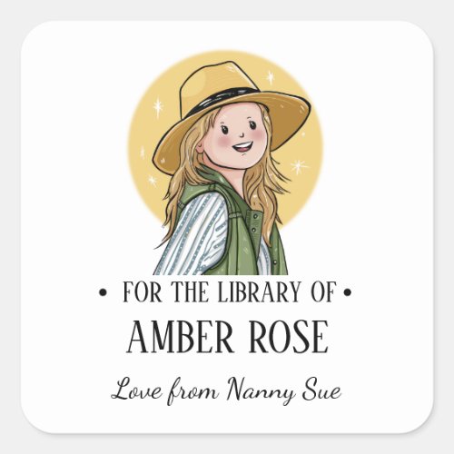 Personalized Cute Country Girl Bookplate Sticker |