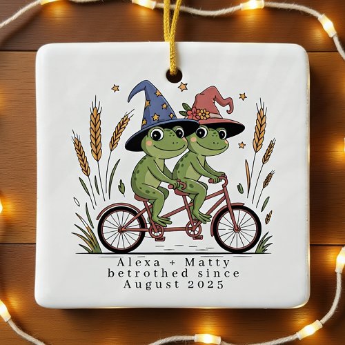 Personalized Cute Couple Betrothed Engaged Ceramic Ornament