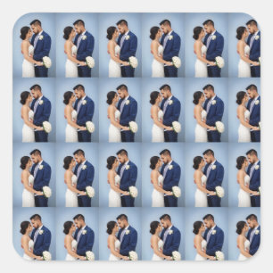 Personalized Cute Couple Wedding Photo Square Sticker