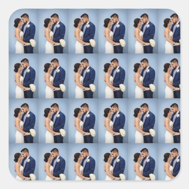 Personalized Cute Couple Wedding Photo Square Sticker (Front)