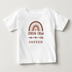 Personalized Cute Cousin Crew Boho Rainbow Baby T-Shirt