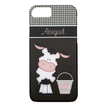 Personalized Cute Cow And Milk Bucket Iphone 8/7 Case by TheCutieCollection at Zazzle