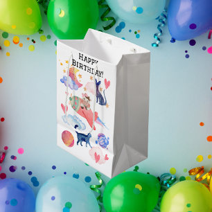 Personalized Cute Cow Space Cats Moon Whimsical Medium Gift Bag