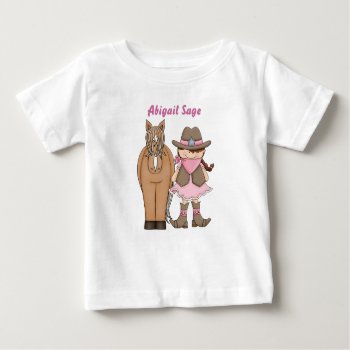 Personalized Cute Cowgirl And Horse Baby T-shirt by TheCutieCollection at Zazzle