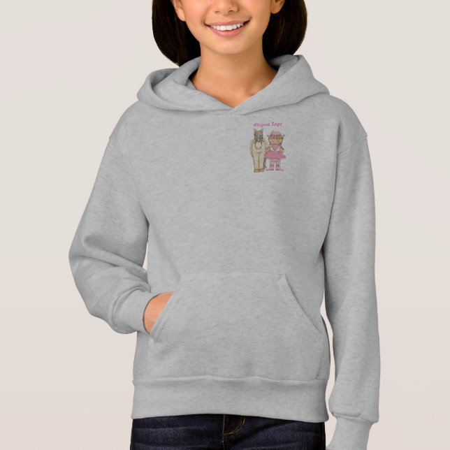 Personalized Cute Cowgirl and Horse Fleece Hoodie (Front)
