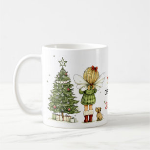 Personalized Cute Cozy Fairy and Puppy Christmas Coffee Mug