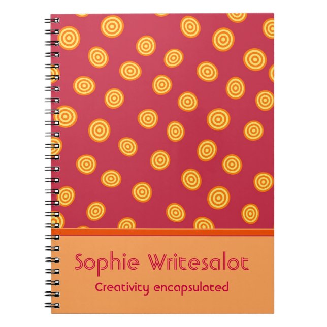 Personalized Cute Cranberry Orange Circles Notebook (Front)