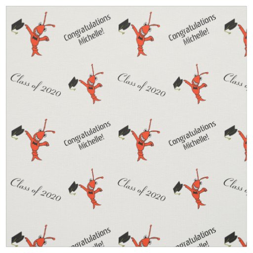 Personalized Cute Crawfish Graduation Fabric