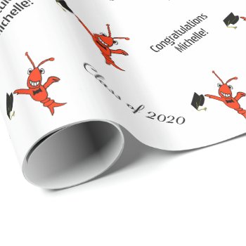 Personalized Cute Crawfish Graduation Wrapping Paper by EnchantedBayou at Zazzle