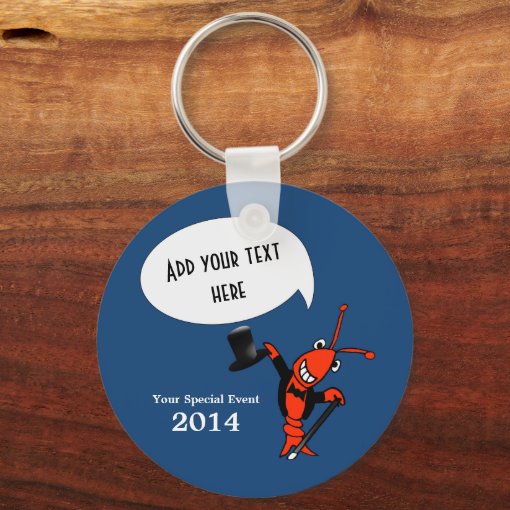 Personalized Cute Crawfish Lobster Top Hat Blue Keychain Zazzle