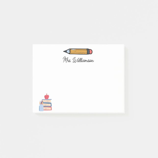 Personalized Cute Crayon Teacher Back to School Post-it Notes (Front)