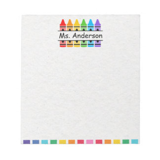 Personalized Cute Crayon Teacher's Notepad
