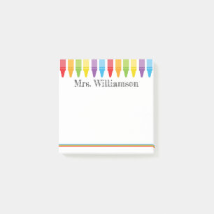 Personalized Cute Crayons Teacher Back to School Post-it Notes