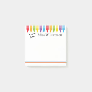 Personalized Cute Crayons Teacher Back to School Post-it Notes