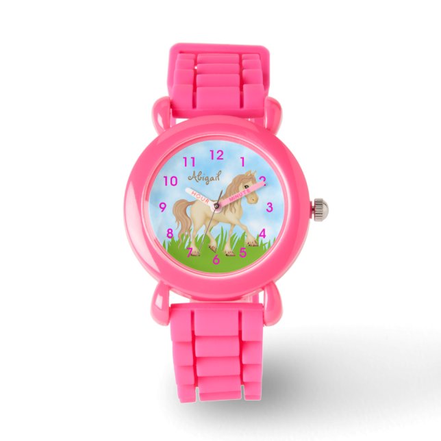 Personalized Cute Cream Horse Watch (Front)