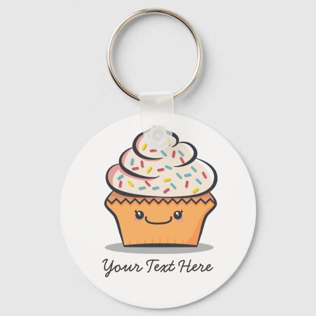 Personalized Cute Cupcake Keychain (Front)