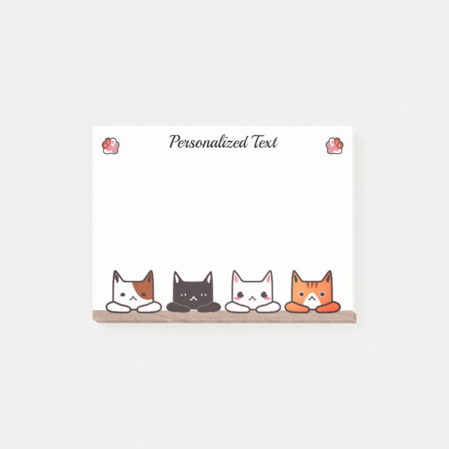 Personalized Cute Curious Kitty Cats Post-it Notes (Front)