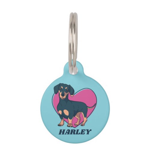 Personalized Cute Dachshund Dog Lover Custom Name Pet ID Tag